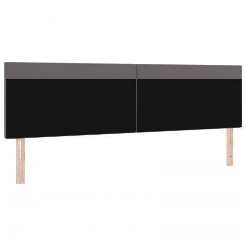 LED-sengegavl i grå kunstlæder - 200 x 5 x 98 cm