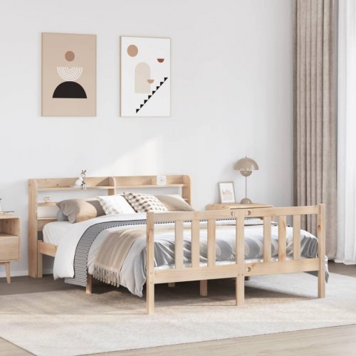 Sengeramme med sengegavl 135×190 cm - massivt fyrretræ, hvid