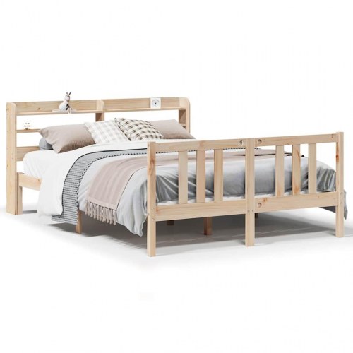 Sengeramme med sengegavl 135×190 cm - massivt fyrretræ, hvid