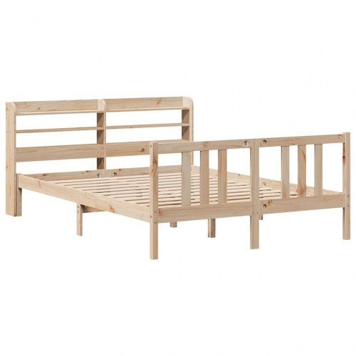 Sengeramme med sengegavl 135×190 cm - massivt fyrretræ, hvid