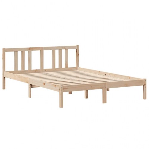 Sengeramme med sengegavl 135×190 cm - massivt fyrretræ, hvid