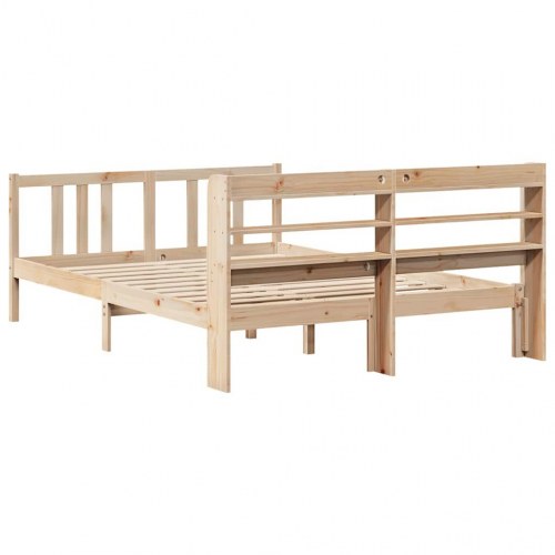 Sengeramme med sengegavl 135×190 cm - massivt fyrretræ, hvid