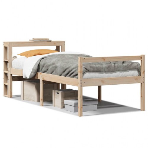Seniorseng med sengegavl 90x200 cm - massivt fyrretræ