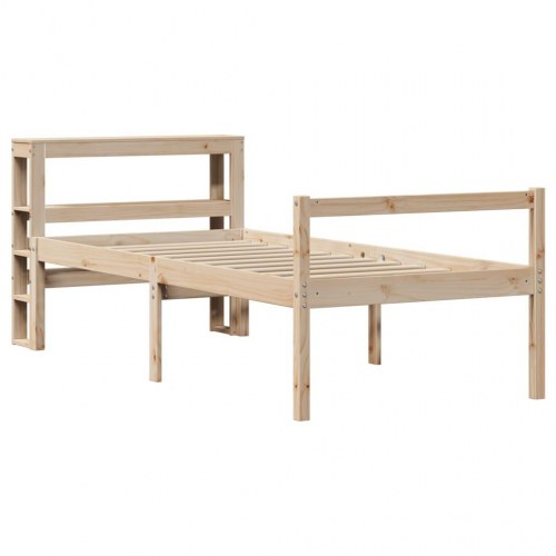 Seniorseng med sengegavl 90x200 cm - massivt fyrretræ