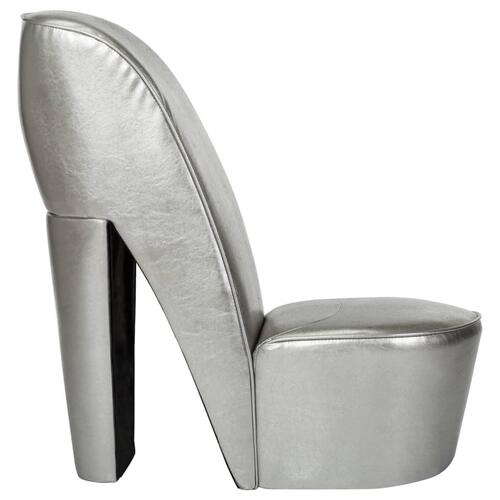 Stol højhælet sko-design kunstlæder sølvfarvet