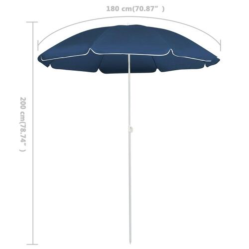 Parasol med stålstang 180 cm blå