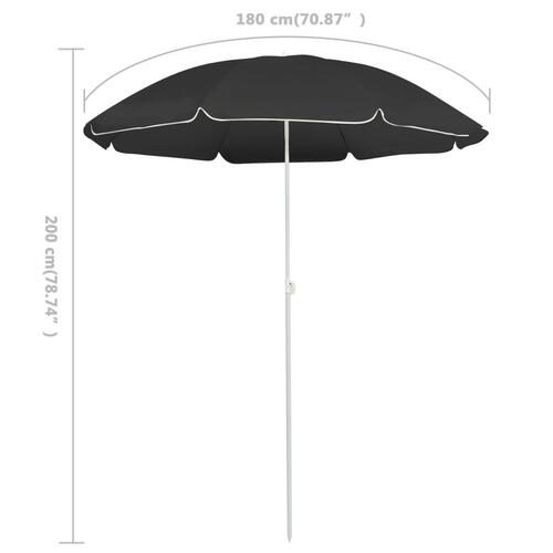 Parasol med stålstang 180 cm antracitgrå