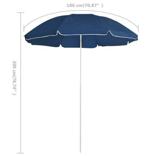 Parasol med stålstang 180 cm blå