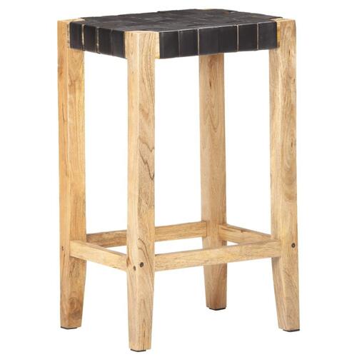 Barstole 2 stk. 75 cm ægte skind sort