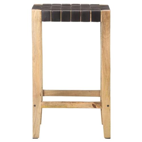 Barstole 2 stk. 75 cm ægte skind sort