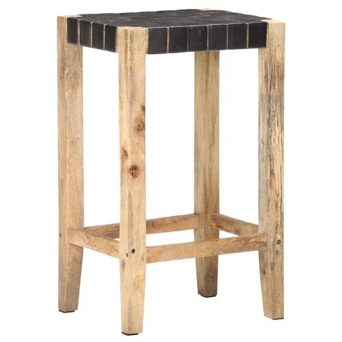 Barstole 2 stk. 75 cm ægte skind sort
