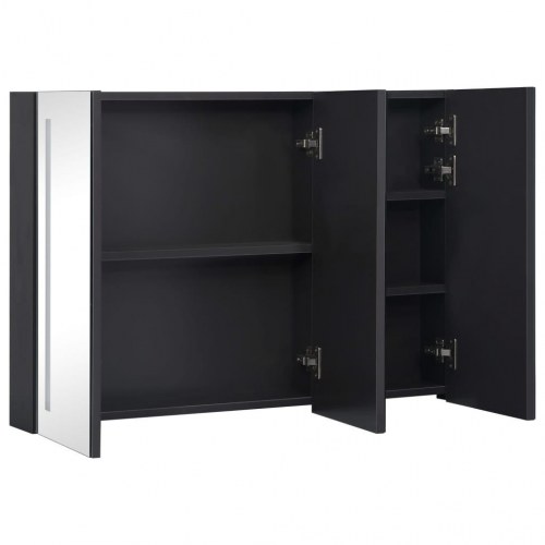 Badeværelsesskab med spejl + LED-lys 89x14x62 cm