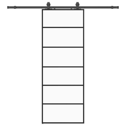 Skydedør med hardwaresæt 76x205 cm ESG glas sort