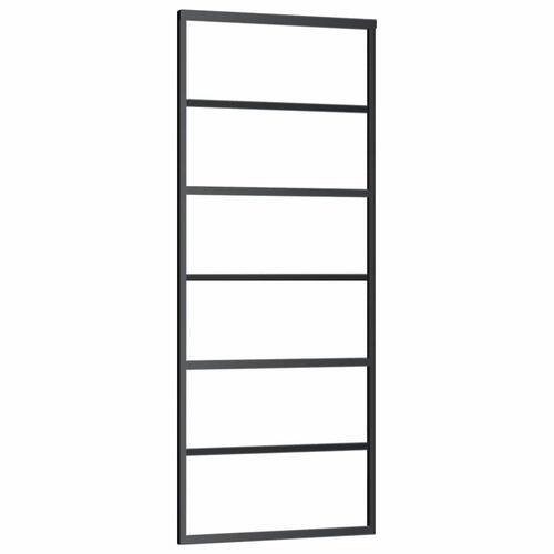 Skydedør med hardwaresæt 76x205 cm ESG glas sort