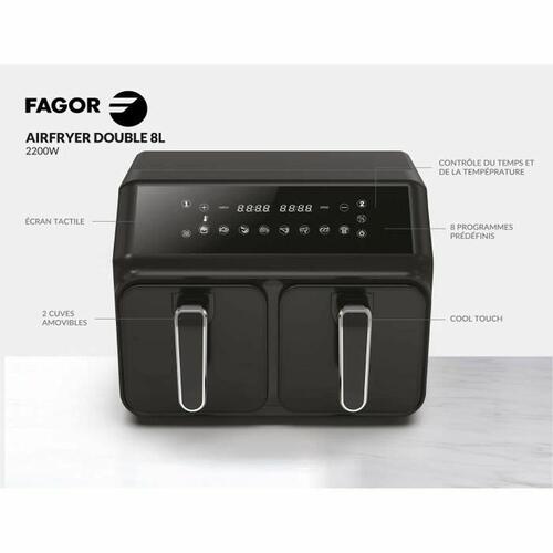 Airfryer Fagor FG2X4L Sort noir 2200 W 8 L