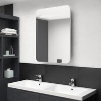 Badeværelsesskab med spejl + LED-lys 60x11x80 cm skinnende hvid