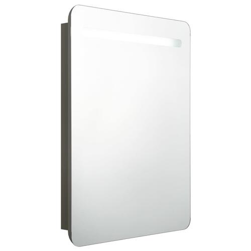 Badeværelsesskab med spejl + LED-lys 60x11x80 cm antracitgrå