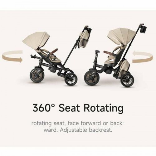 Ociotrends Comfo Max 6-i-1 trehjulet cykel - beige, foldbar med 360° sæde