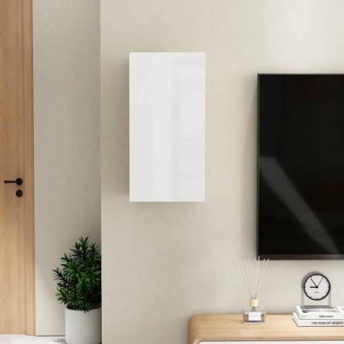 Tv-bord 30,5x30x60 cm konstrueret træ hvid højglans