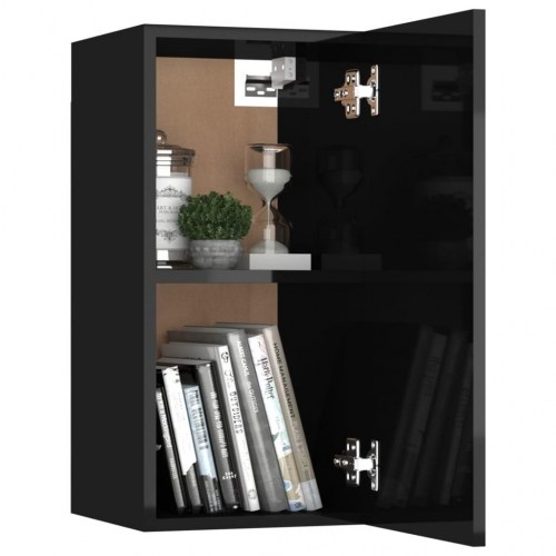 Tv-bord 30,5x30x60 cm konstrueret træ sort højglans