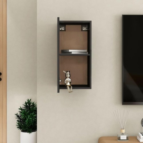 Tv-bord 30,5x30x60 cm konstrueret træ sort højglans