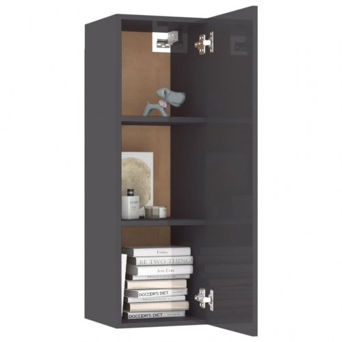 Tv-bord 30,5x30x90 cm konstrueret træ grå højglans