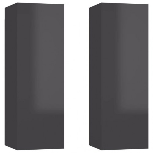 Tv-borde 2 stk. 30,5x30x90 cm konstrueret træ grå højglans