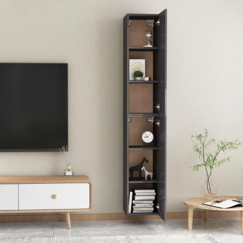Tv-borde 2 stk. 30,5x30x90 cm konstrueret træ grå højglans