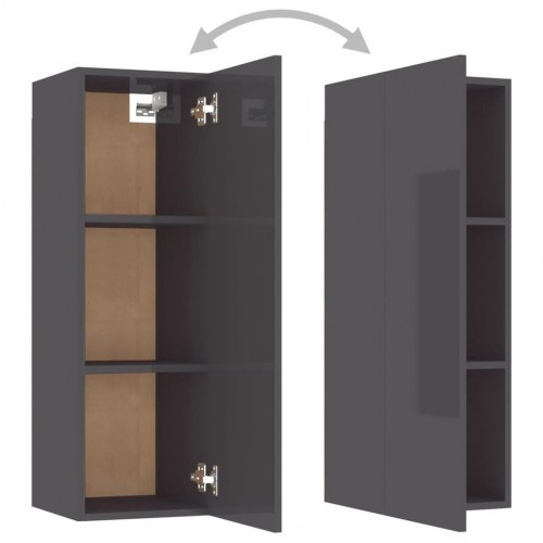 Tv-borde 2 stk. 30,5x30x90 cm konstrueret træ grå højglans