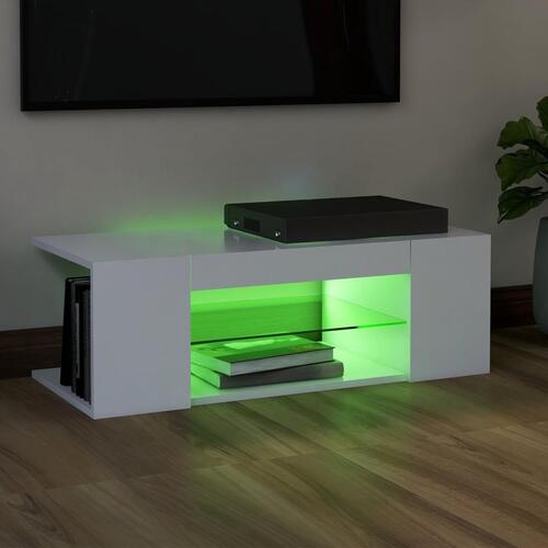 Tv-skab med LED-lys 90x39x30 cm hvid