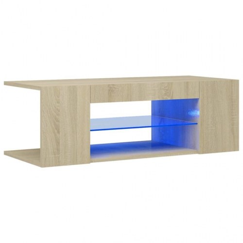 TV-bord med LED-lys 90 x 39 x 30 cm - sonoma-eg