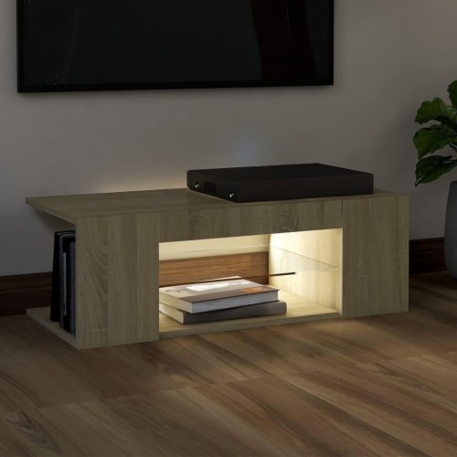 TV-bord med LED-lys 90 x 39 x 30 cm - sonoma-eg
