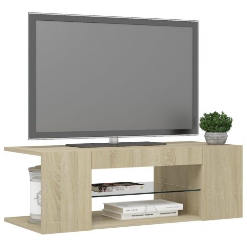 TV-bord med LED-lys 90 x 39 x 30 cm - sonoma-eg