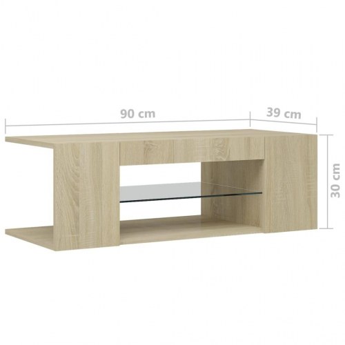 TV-bord med LED-lys 90 x 39 x 30 cm - sonoma-eg