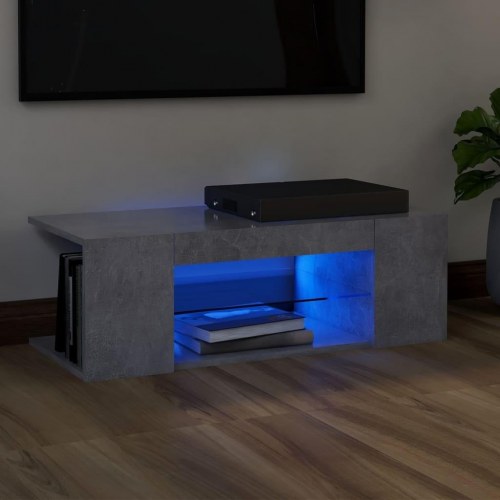 TV-bord med LED-lys 90 x 39 x 30 cm - betongrå