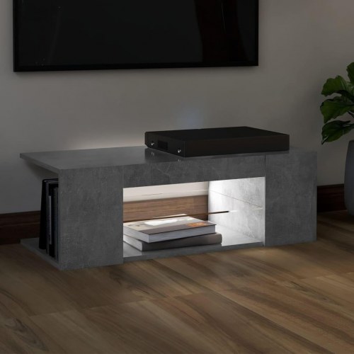 TV-bord med LED-lys 90 x 39 x 30 cm - betongrå