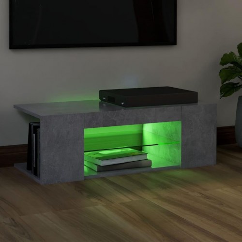 TV-bord med LED-lys 90 x 39 x 30 cm - betongrå