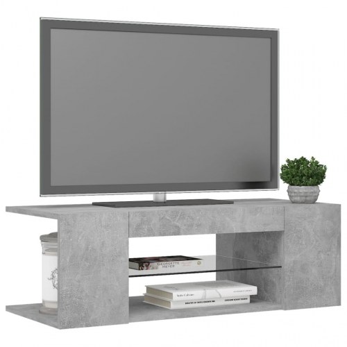 TV-bord med LED-lys 90 x 39 x 30 cm - betongrå