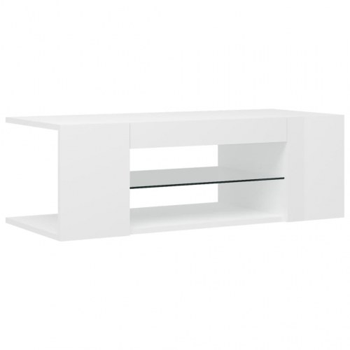 Tv-bord med LED-lys - 90 × 39 × 30 cm, hvid højglans