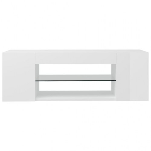 Tv-bord med LED-lys - 90 × 39 × 30 cm, hvid højglans