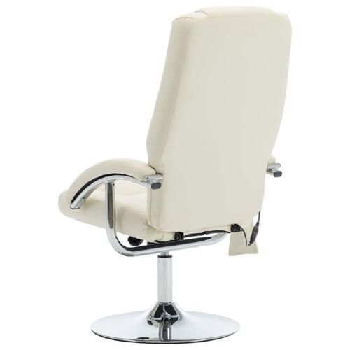 Massagelænestol med fodskammel hvid og cremefarvet kunstlæder