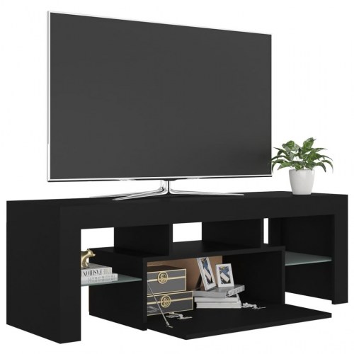 Tv-bord med LED-lys 120x35x40 cm sort
