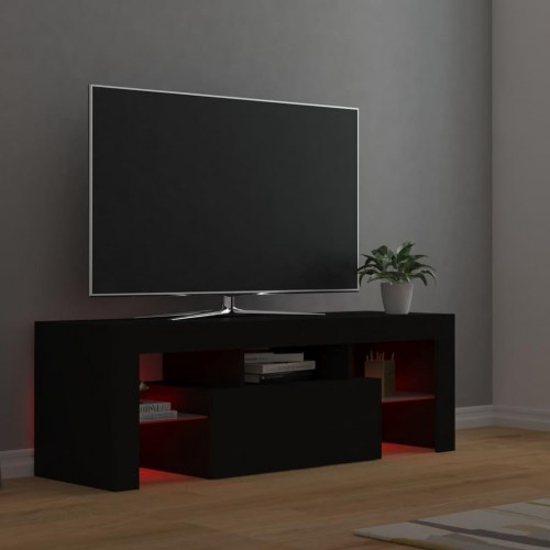 Tv-bord med LED-lys 120x35x40 cm sort