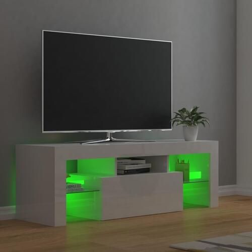 Tv-skab med LED-lys 120x35x40 cm hvid højglans