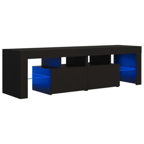 Tv-bord med LED-lys 140x36,5x40 cm sort