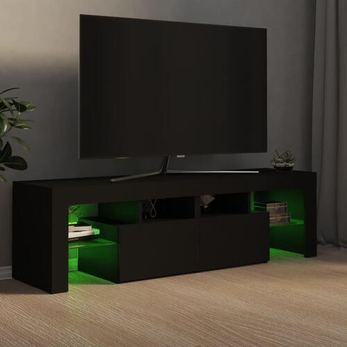 Tv-bord med LED-lys 140x36,5x40 cm sort