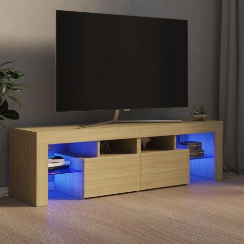 Tv-bord med LED-lys 140 × 36,5 × 40 cm - sonoma eg