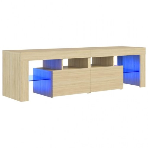 Tv-bord med LED-lys 140 × 36,5 × 40 cm - sonoma eg