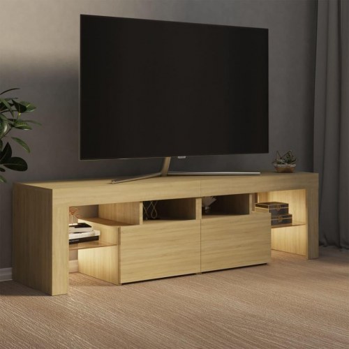 Tv-bord med LED-lys 140 × 36,5 × 40 cm - sonoma eg