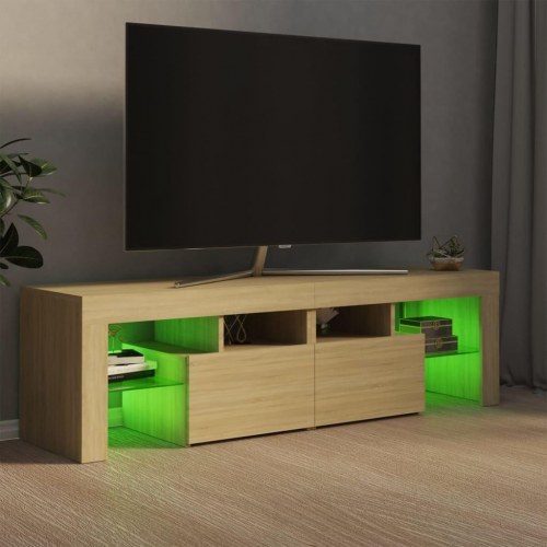 Tv-bord med LED-lys 140 × 36,5 × 40 cm - sonoma eg